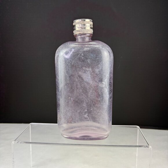 Vintage Purple Tint Glass Medicine Bottle With Screw Top - Picture 1 of 14